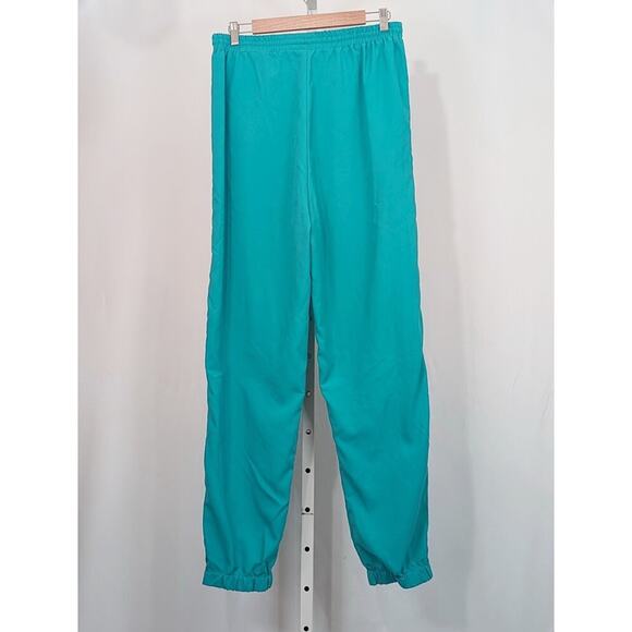 Vintage 90s Track Pants Teal Green Exercise Workout Misses Size L Sasap - Picture 4 of 6